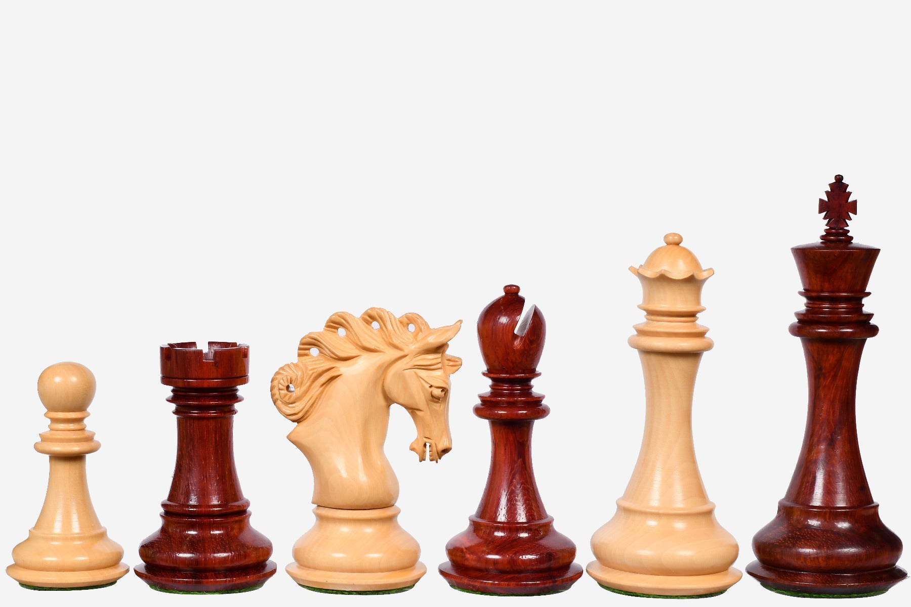 Sterling Chess Pegasus Series Artisan Staunton chess pieces in bud rosewood and boxwood, 118mm king