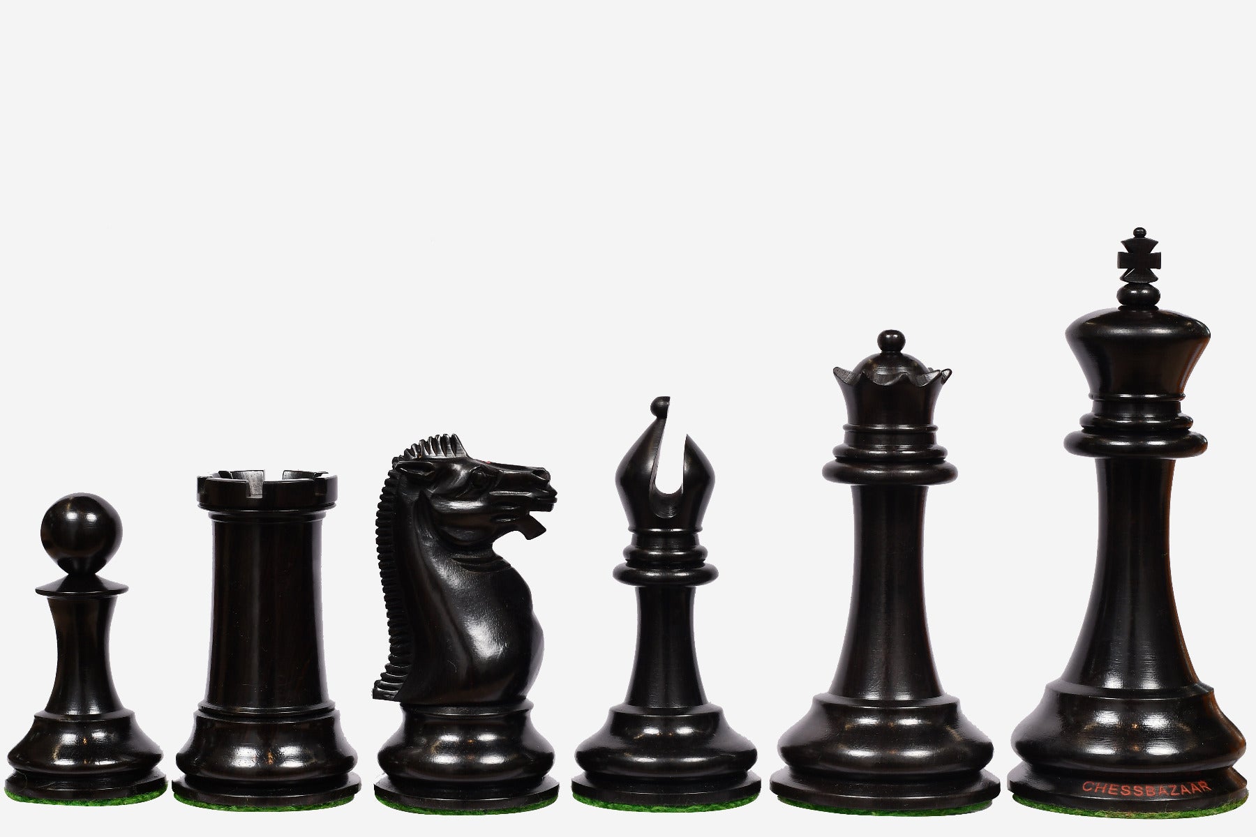 Hand carved Anderssen drop jaw knights in genuine ebony, 115mm Staunton chess pieces