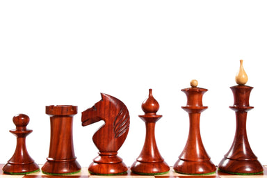 1950s Soviet Latvian chess pieces in bud rosewood, 106mm king
