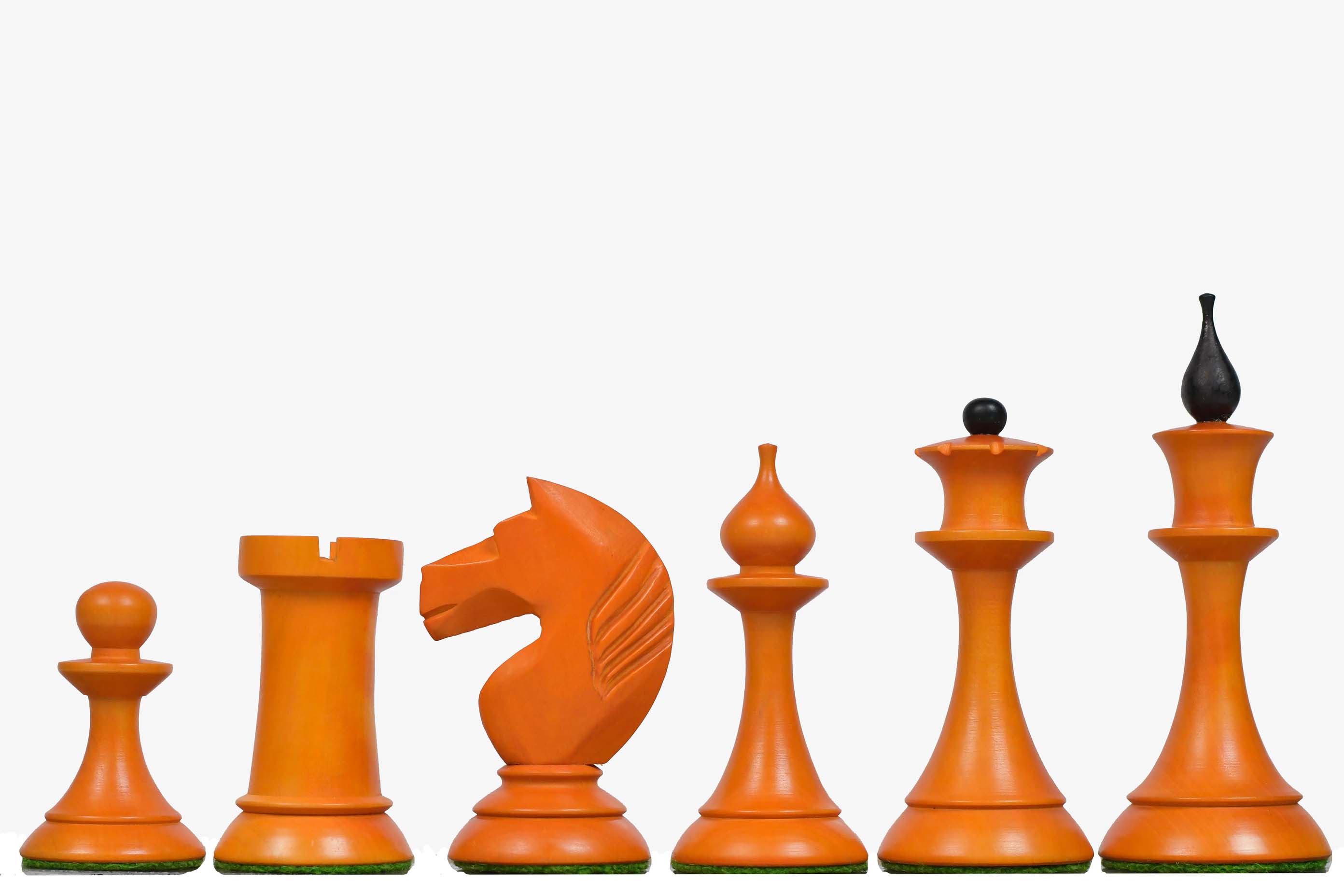 1950s Soviet Latvian chess pieces in ebonised & antiqued, 106mm king