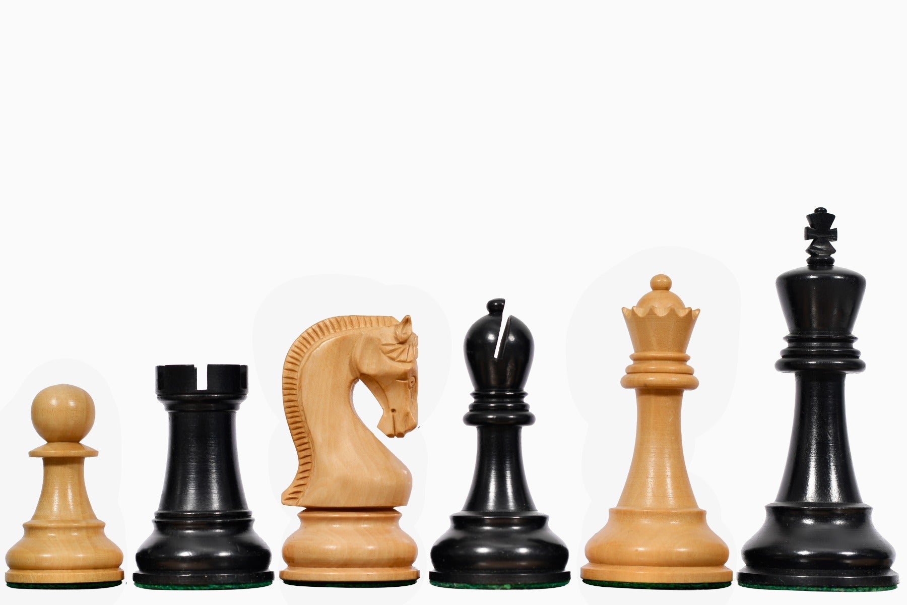 Sterling Chess Leningrad Club Sized chess pieces in ebonised wood and boxwood, 102mm king