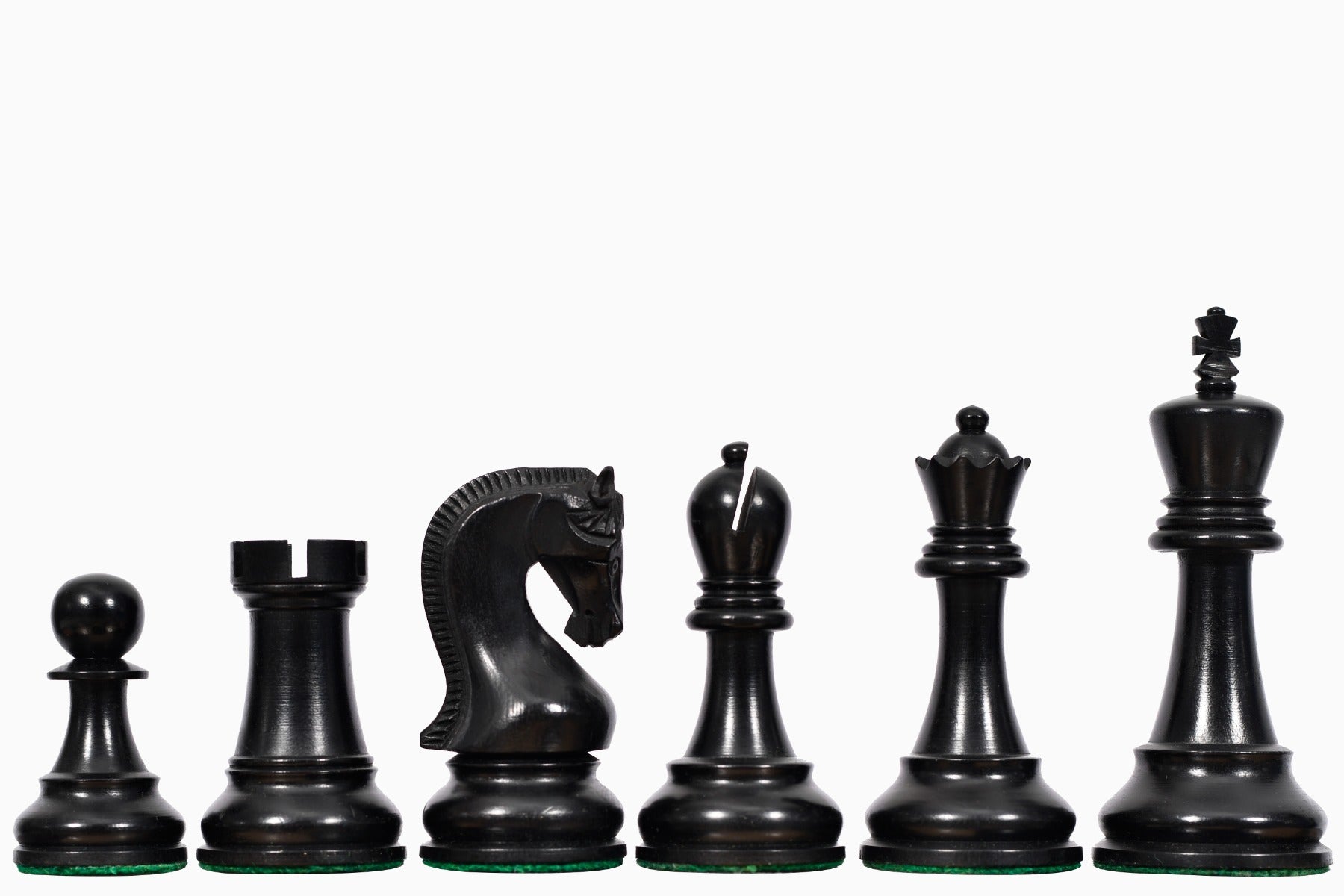 Leningrad Club Sized chess pieces, ebonised wood and boxwood, hand carved in India