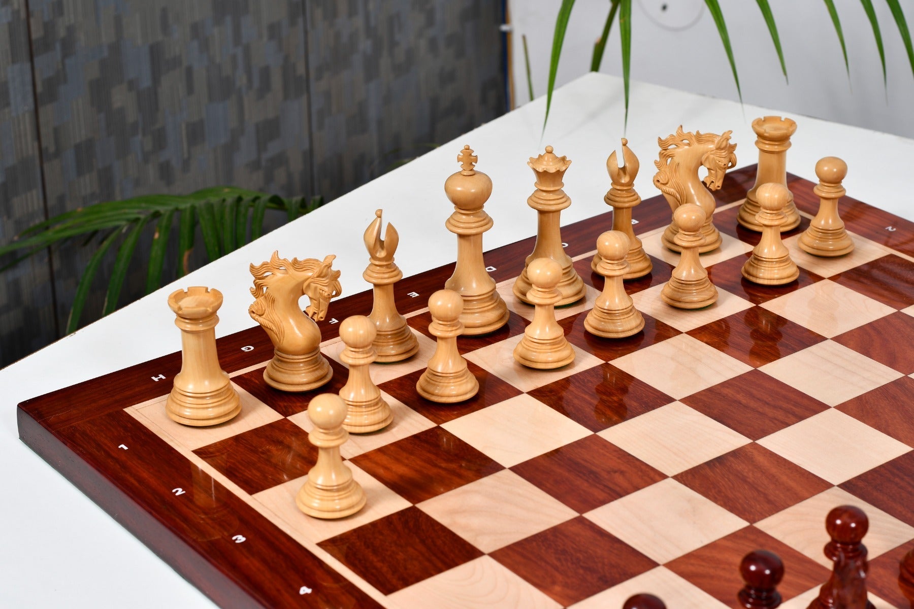 Full 34 piece Viking Series chess set in bud rosewood and boxwood, Sterling Chess Australia
