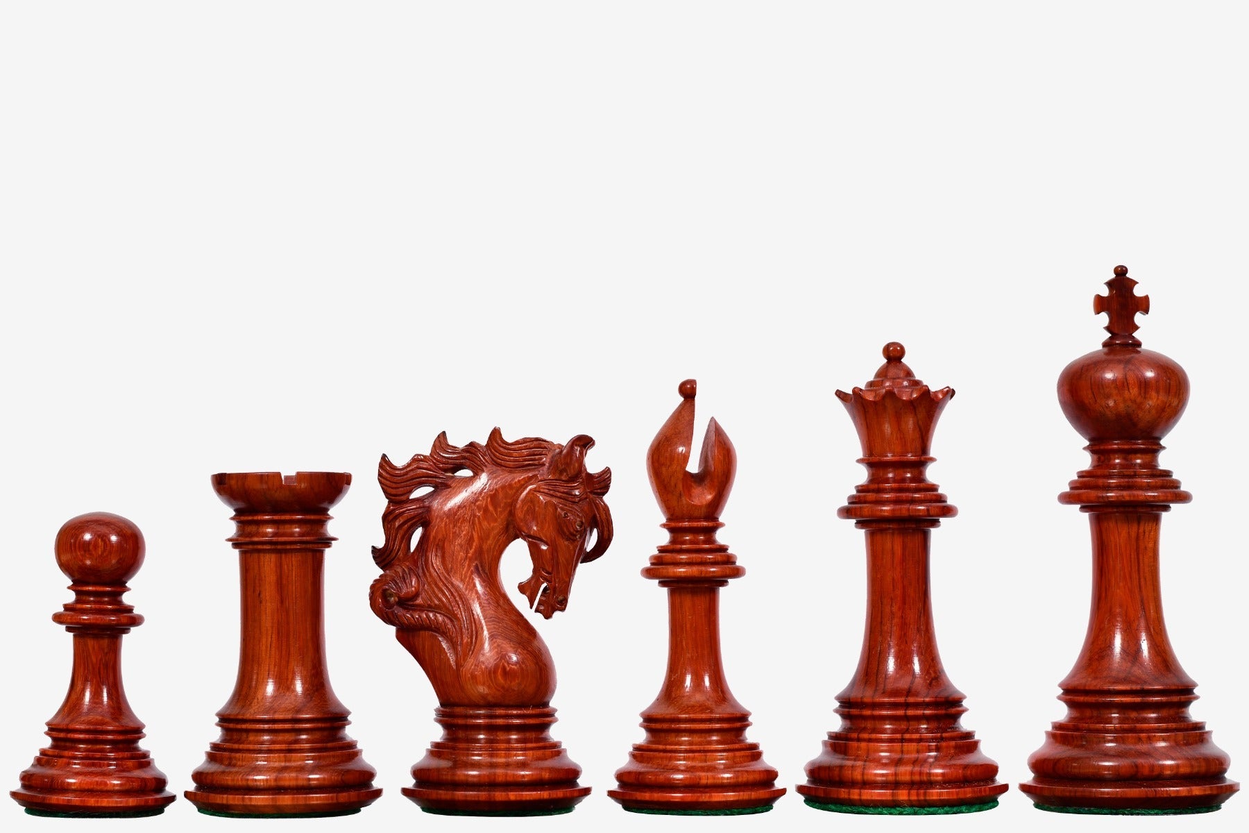 Viking Series chess pieces, bud rosewood and boxwood, hand carved in India