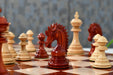 Knight carving detail on the Ferocious Elite Series chess pieces in bud rosewood and boxwood