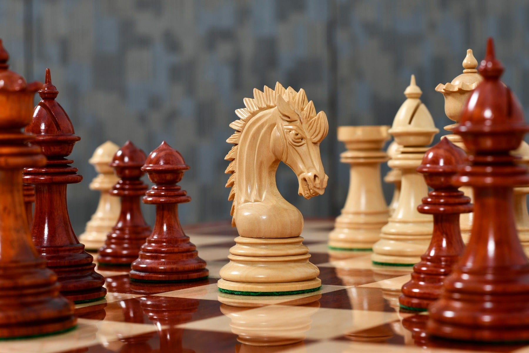 Full 34 piece Ferocious Elite Series chess pieces in bud rosewood and boxwood, Sterling Chess Australia