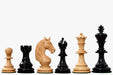 Sterling Chess Monarch's Gambit chess pieces in ebony and boxwood, 111mm king