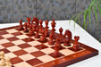 Monarch's Gambit wooden chess pieces, 111mm king, Bud Rosewood finish