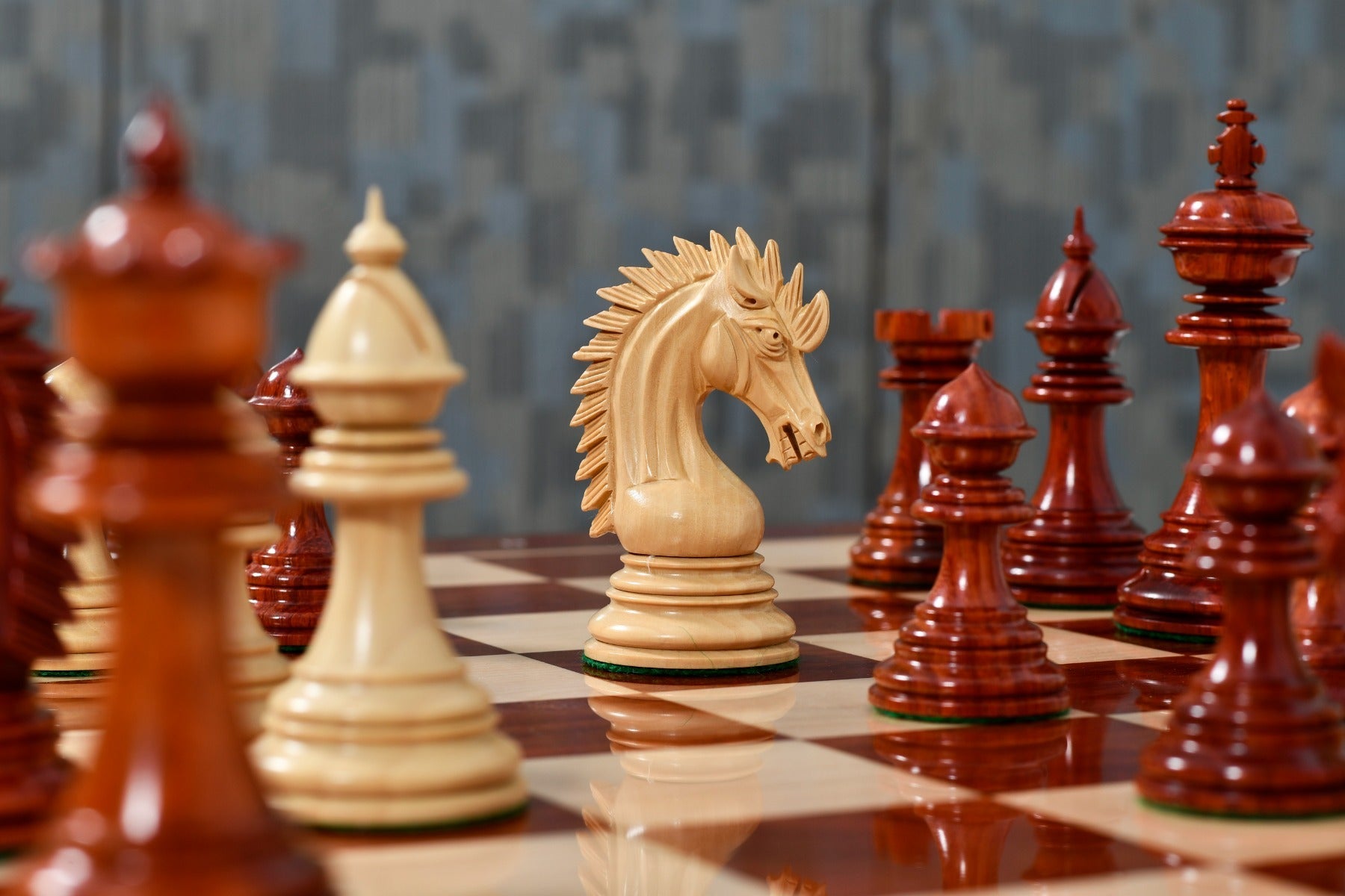 Ferocious Elite Series chess pieces, bud rosewood and boxwood, hand carved in India