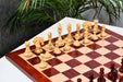 Bud rosewood chess pieces with a 118mm king and weighted felted bases