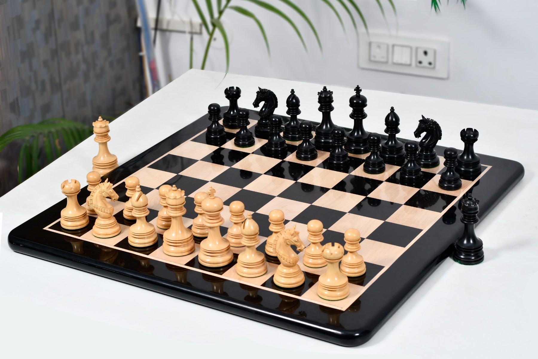 Indian Chetak II Customised Staunton chess set in ebony and boxwood