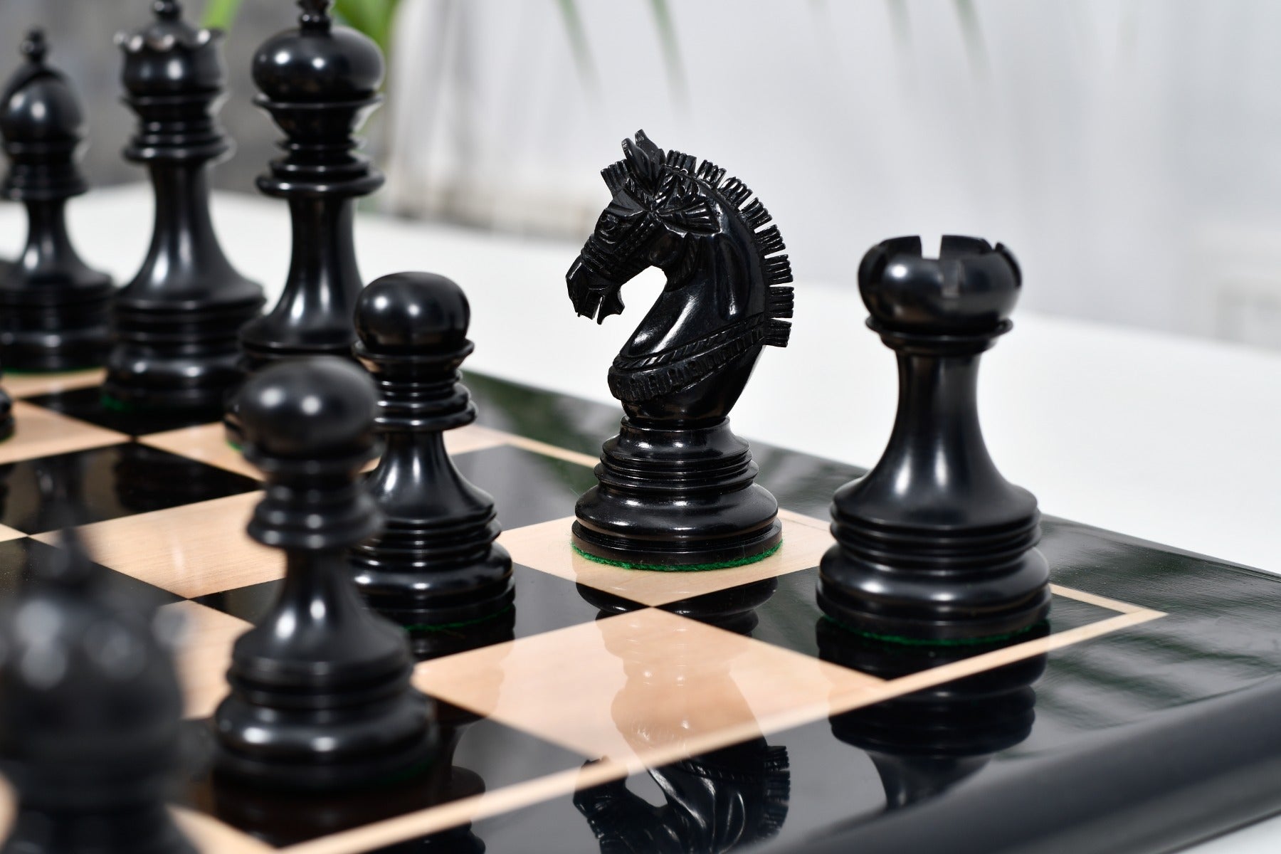 Indian Chetak II chess set with a 58cm ebony and maple board