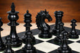 Knight carving detail on the Artisan Knight chess pieces in ebony and natural boxwood