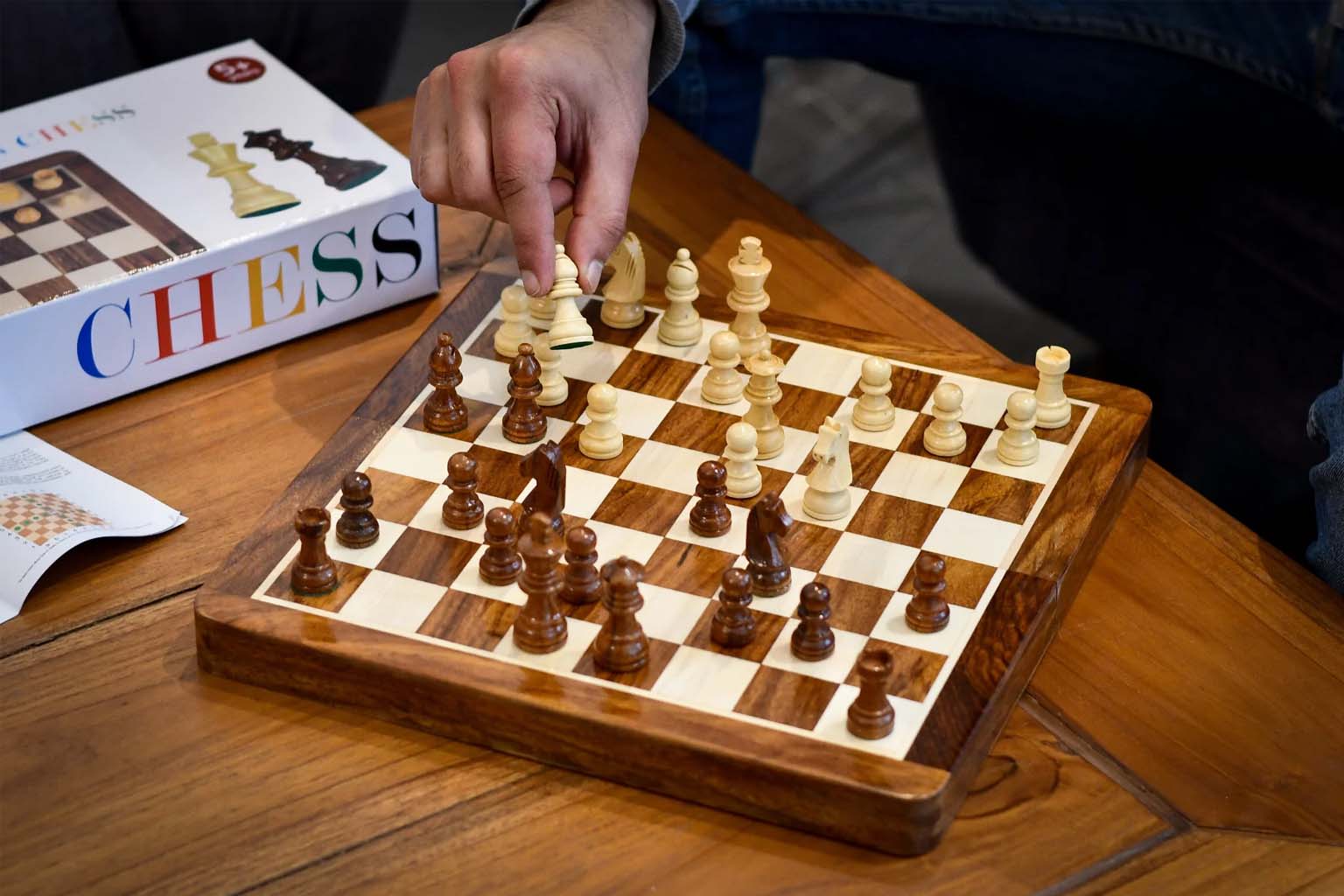 Travel Series 30cm folding magnetic chess board with slots for the pieces
