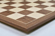 Matte walnut and maple chess board, edge view