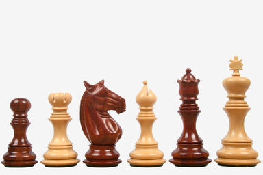 Sterling Chess Meghdoot Staunton chess pieces in bud rosewood and boxwood, 80mm king