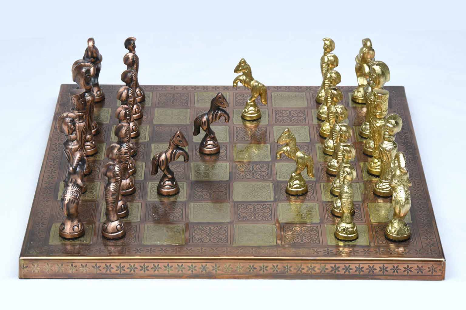 Vintage style antique brass chess set in Australia