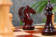 CB Mustang Series chess set, 113mm king, Bud rosewood finish with its 58cm bud rosewood and maple notation board