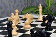 Ebony and boxwood CB Mustang chess pieces, 4.44 inch king