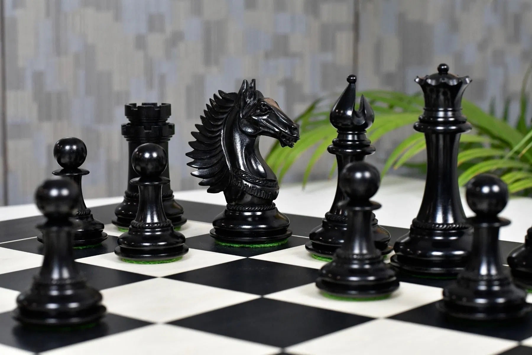 Chess Bazaar Mustang Series Chess Pieces (Ebony/Boxwood) With 60cm Black Anigre & Maple Chess Board