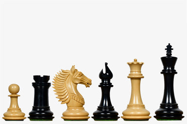Sterling Chess CB Mustang Series chess pieces in genuine ebony and boxwood, 113mm king