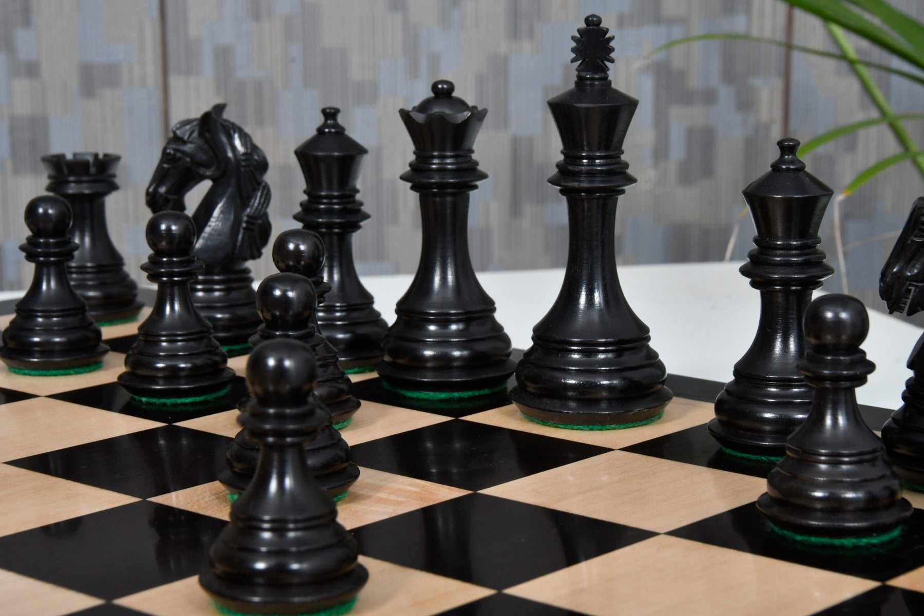 New Colombian Staunton ebony chess set on 50mm squares, Australia