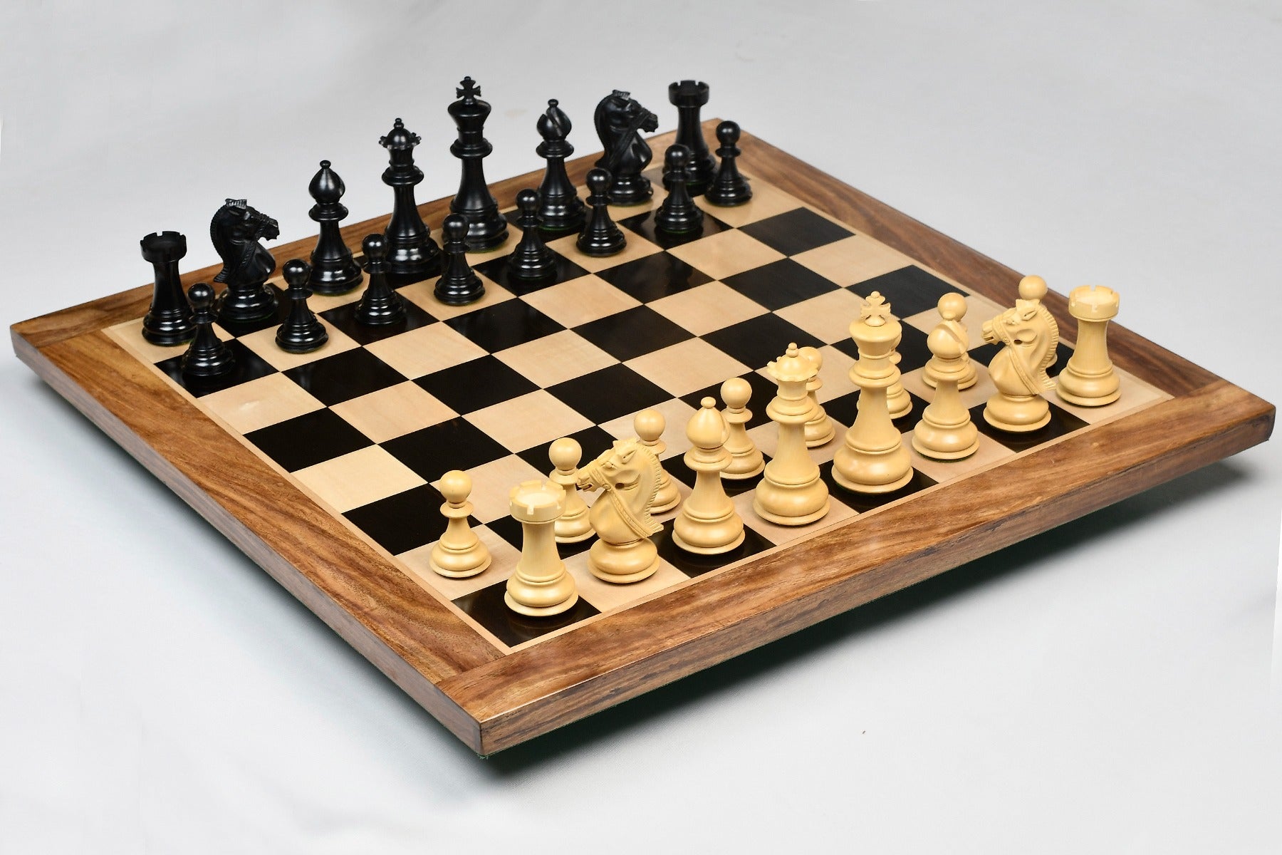 Knight carving detail on the Noble Bridle Series chess pieces in genuine ebony and boxwood