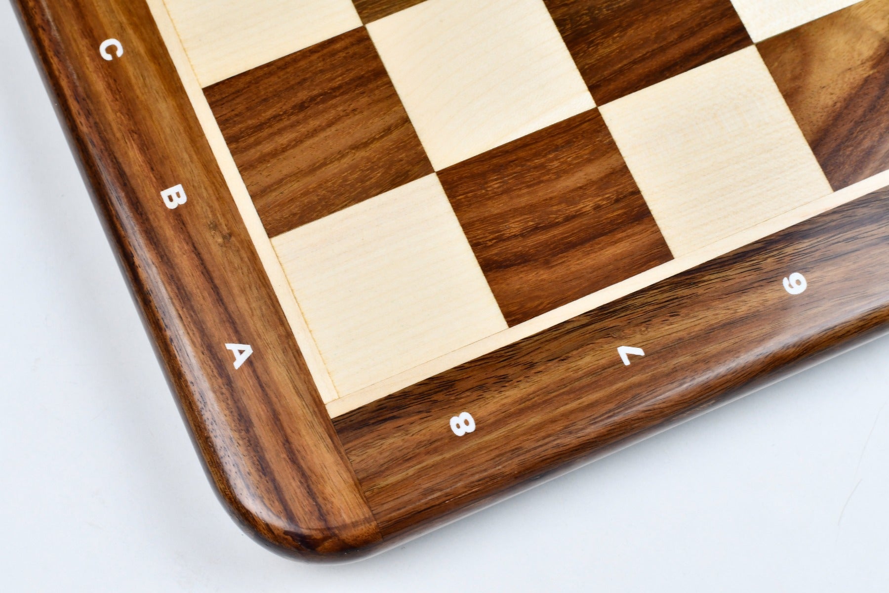Player's Choice notation chess board, close detail of the printed coordinates