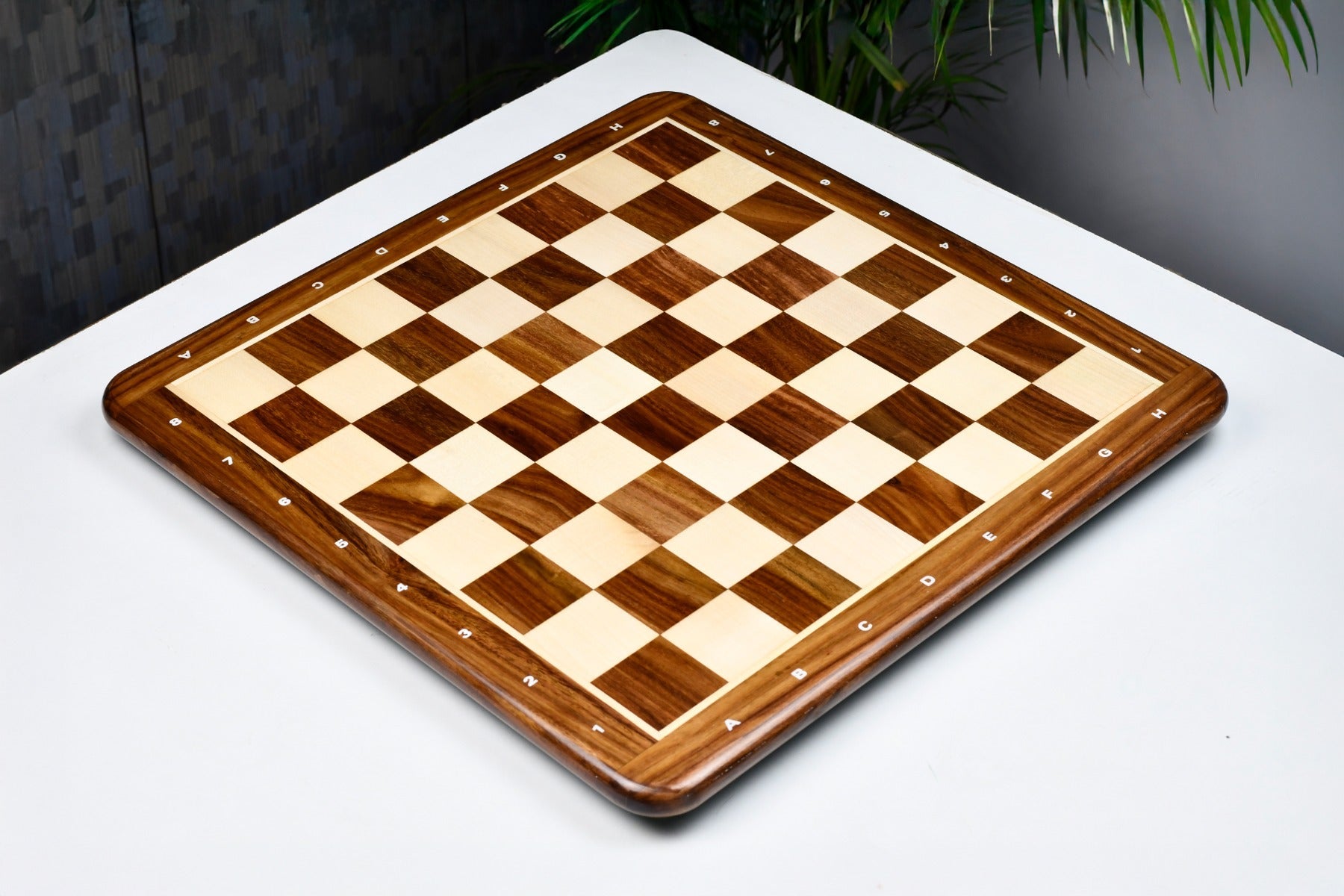 Notation chess board in sheesham and maple, close detail of the coordinates