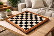 Ebony and maple notation chess board with a sheesham border, 58cm