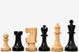 Sterling Chess Old Vintage English chess pieces in ebonised and natural boxwood, 98mm king