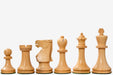 Ebonised chess pieces with a 98mm king and weighted felted bases