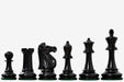 1966 17th Chess Olympiad Staunton chess pieces, ebonised and natural boxwood, hand carved in India