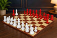 Reproduction 1849 Original Staunton chess set in painted crimson and ivory white boxwood