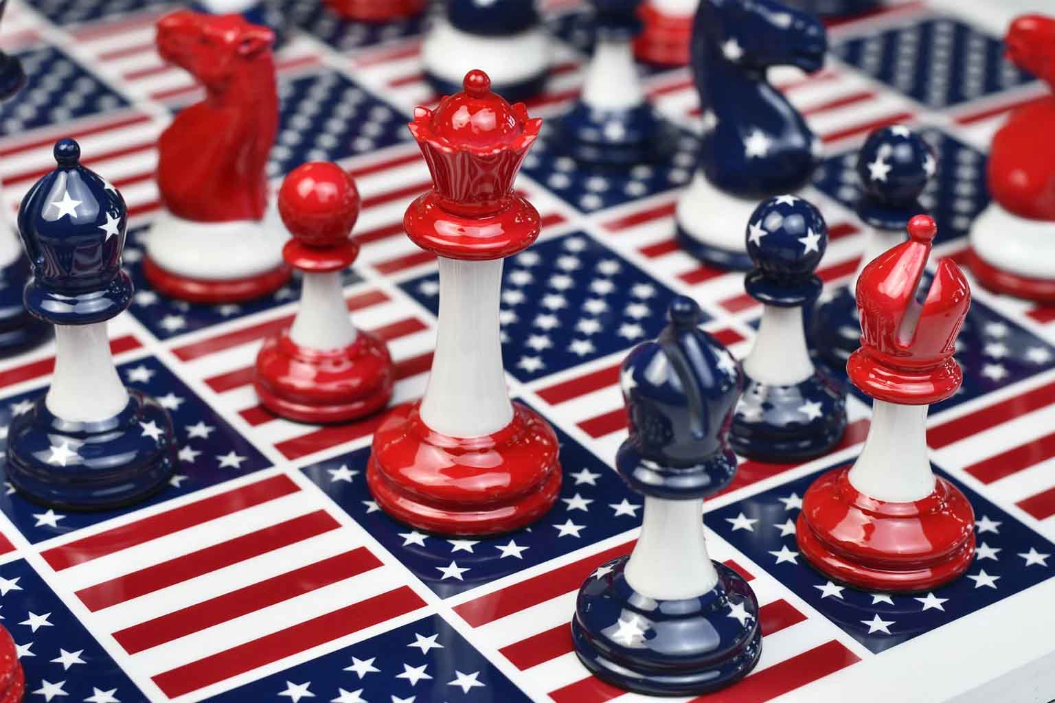 Captain America themed chess set with 45cm solid plastic board, 50mm squares
