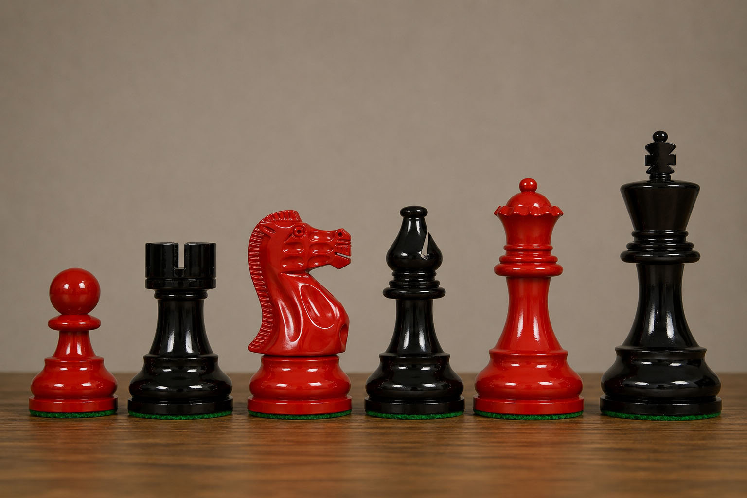 Sterling Chess Smokey Staunton chess pieces in painted and natural boxwood, 97mm king