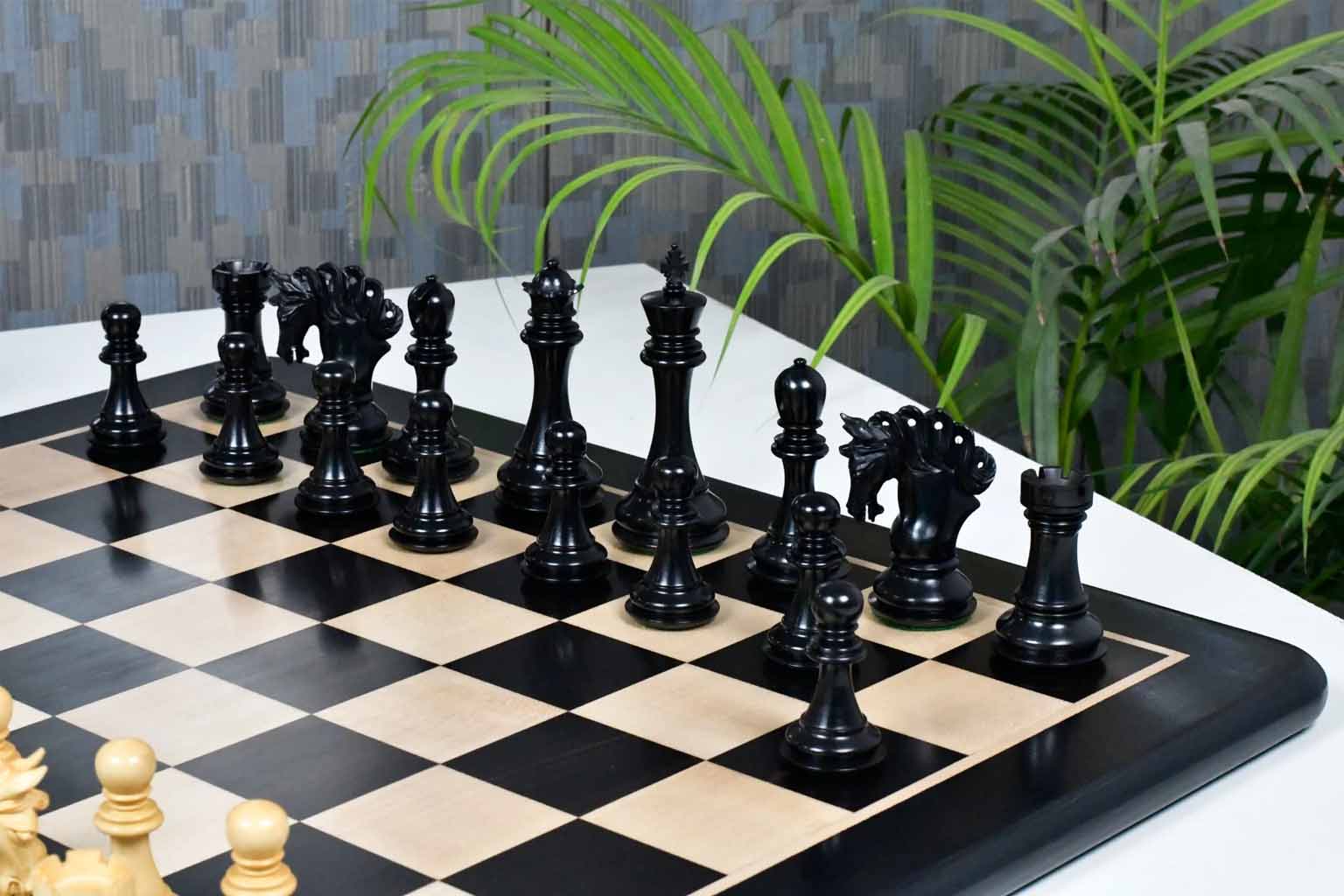 Pegasus Series Artisan V2.0 chess set, genuine ebony and boxwood, hand carved in India