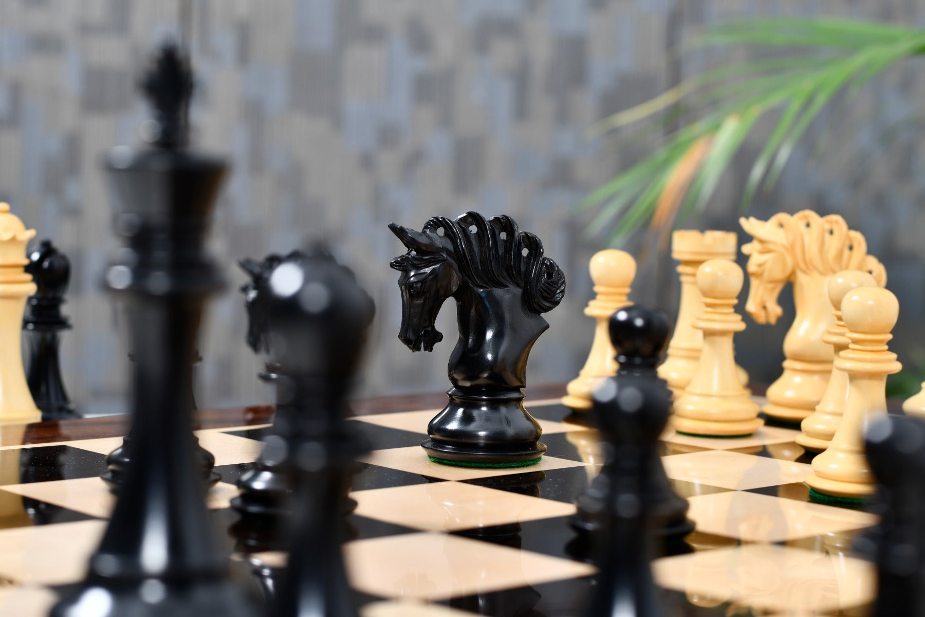 Full 34 piece Pegasus Series Artisan Staunton chess pieces in genuine ebony and boxwood, Sterling Chess Australia