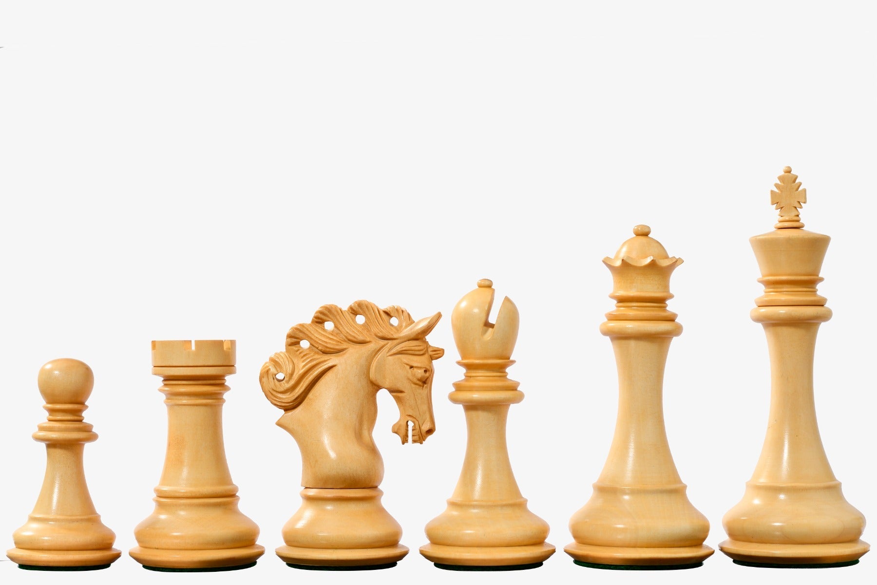 Genuine ebony chess pieces with a 118mm king and weighted felted bases
