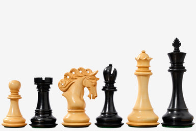 Sterling Chess Pegasus Series Artisan Staunton chess pieces in genuine ebony and boxwood, 118mm king