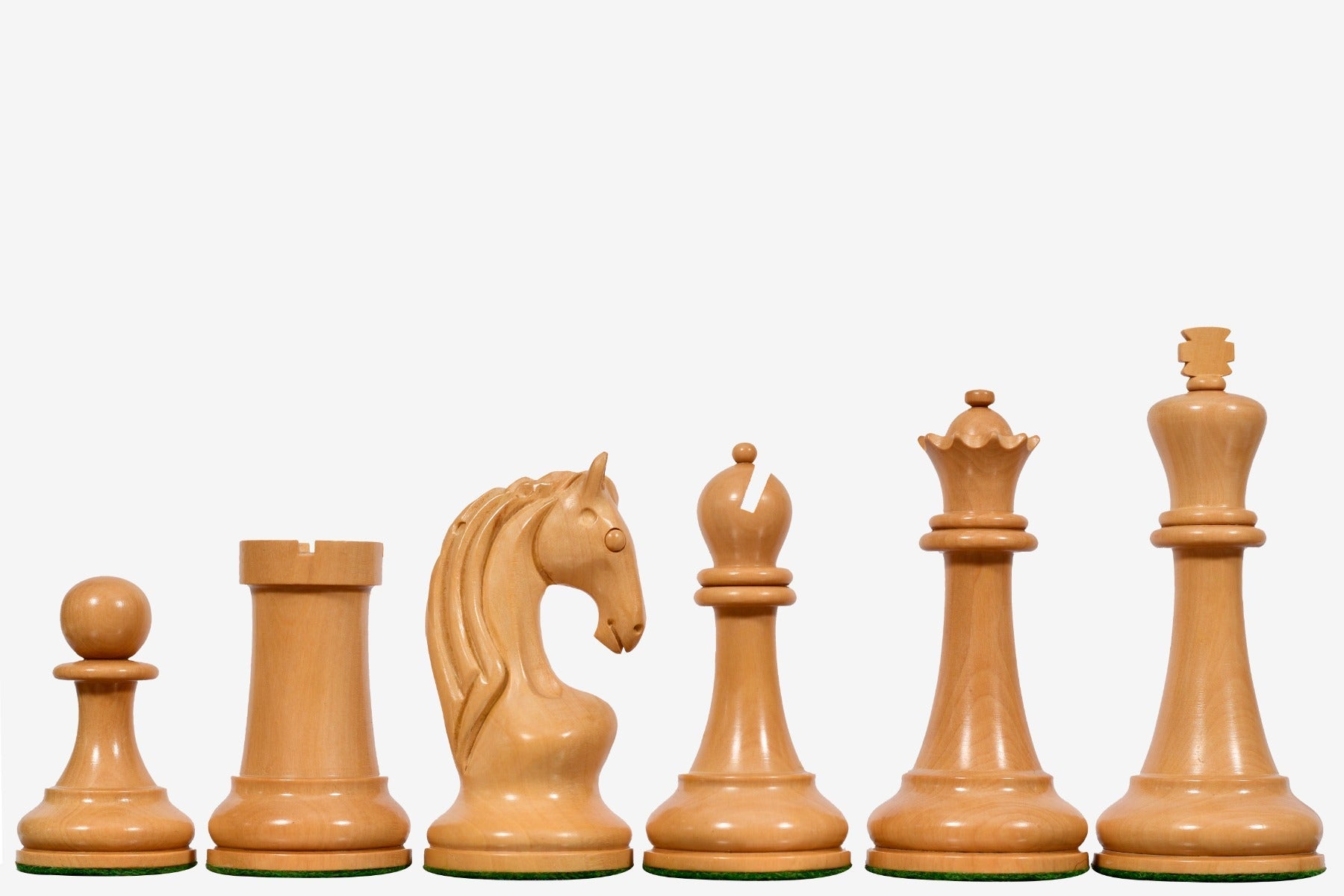 Genuine ebony chess pieces with a 108mm king and weighted felted bases