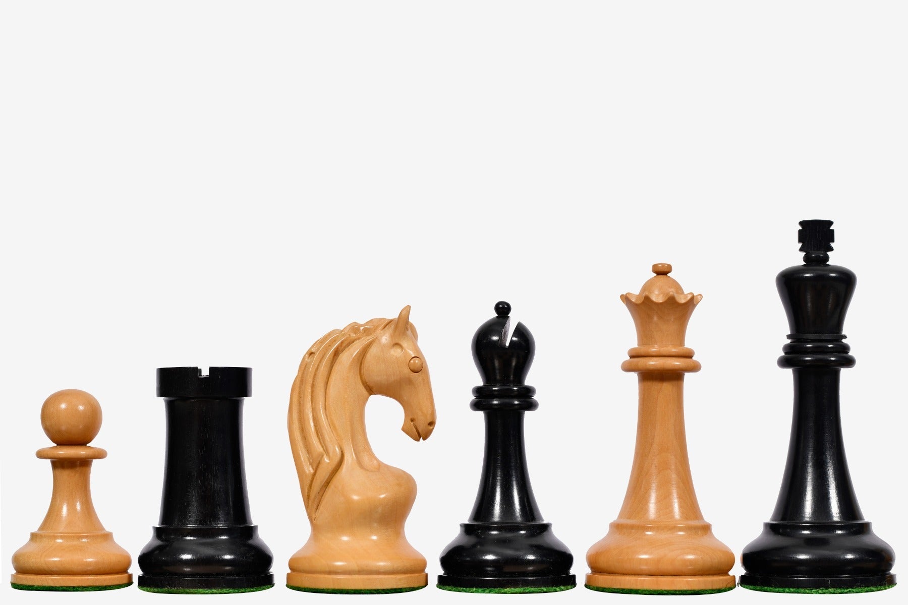 Sterling Chess 1963 1966 Piatigorsky Cup chess pieces in genuine ebony and boxwood, 108mm king