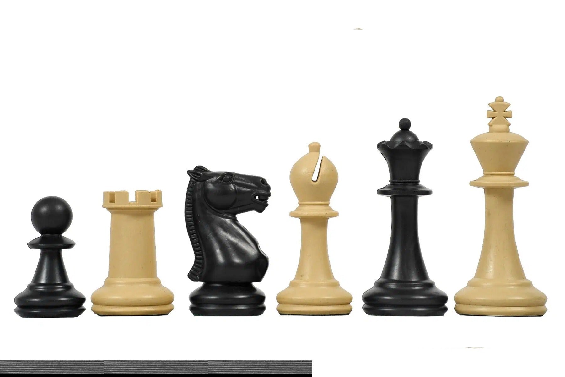 Study Tournament plastic king and queen, black dyed and natural white