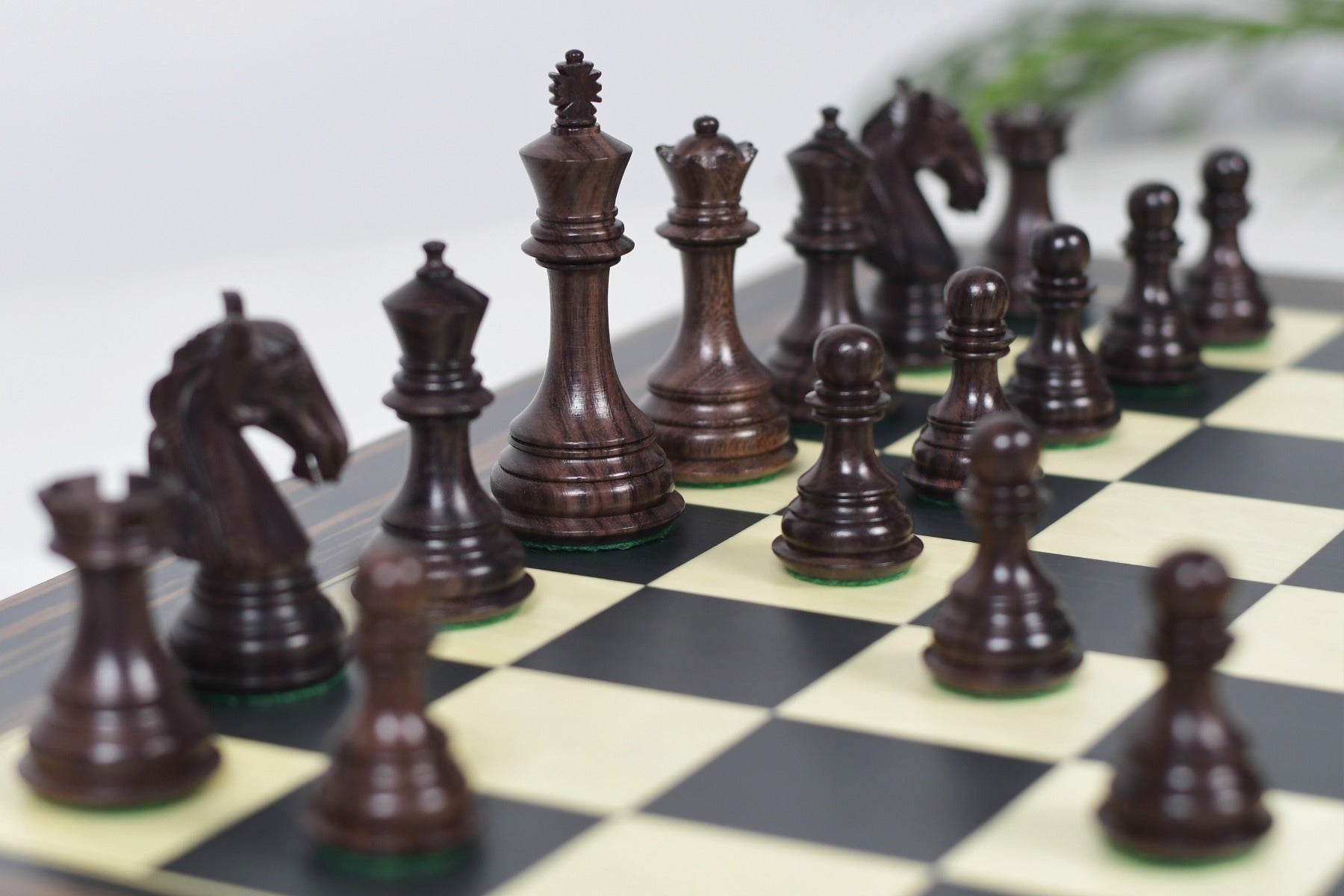 Full 34 piece New Colombian Staunton chess pieces in Indian rosewood and boxwood, Sterling Chess Australia
