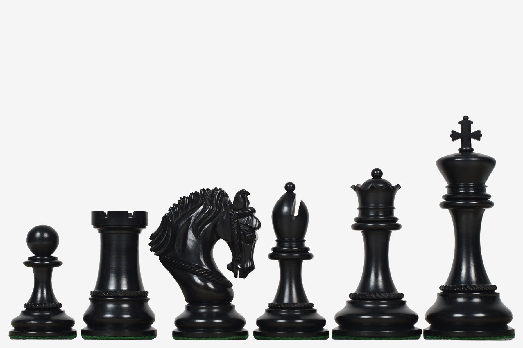 Excalibur Luxury Artisan chess pieces, genuine ebony and boxwood, hand carved in India