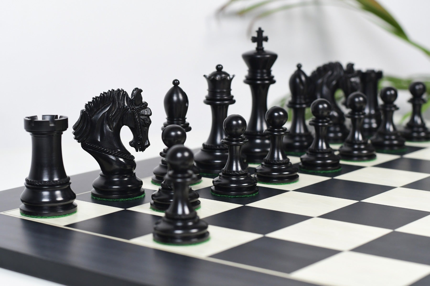 Excalibur Luxury Artisan wooden chess pieces, 118mm king, Genuine ebony finish