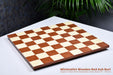 Hi-gloss borderless red ash burl chess board, edge view