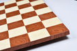 Spanish made minimalist borderless red ash burl veneer chess board