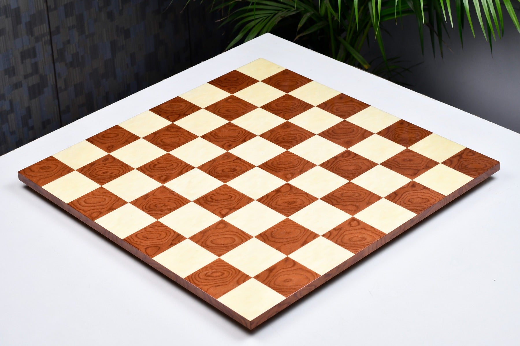 Red ash burl borderless chess board, close detail of the burl figure