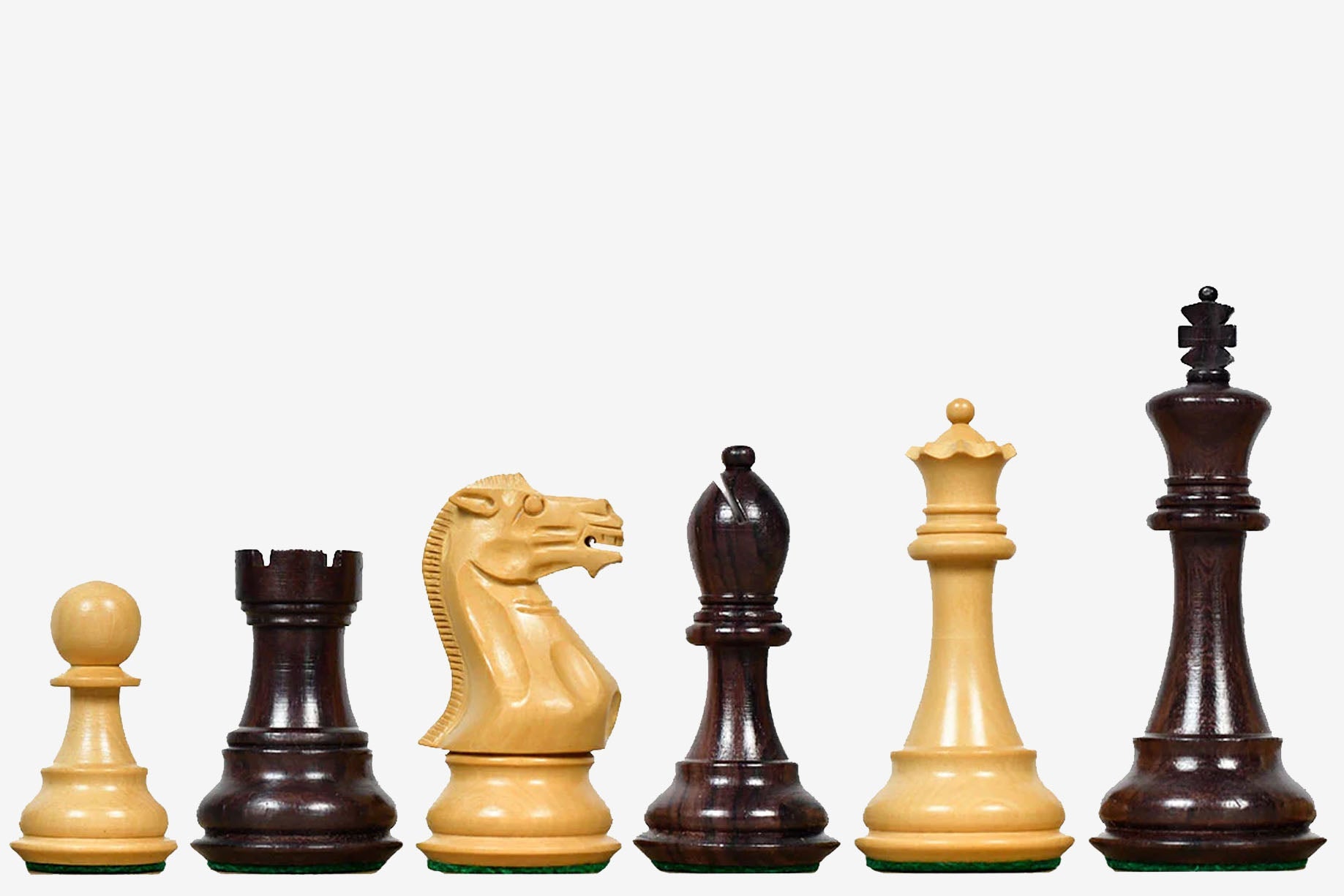 Sterling Chess Desert Gold Staunton chess pieces in rosewood and natural boxwood, 100mm king